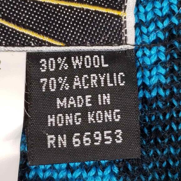 Vintage Tyrolia by Head Sweater Men’s Blue Neon Wool Ski Size ? Geometric - Picture 7 of 9